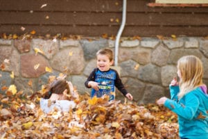 Playing in the leaves. Photo by John Magnoski