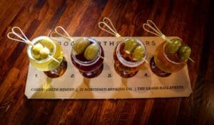 olive + beer pairing at 22 northmen brewing. beer flight pairing